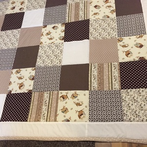 Patchwork takaró bagoly mintával - otthon & életmód - lakástextil - felnőtt takaró, pléd - Meska.hu