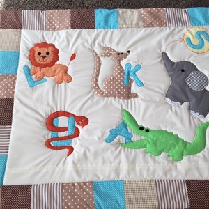 patchwork takaró, elefánt, oroszlán, krokodil, kenguru - Meska.hu