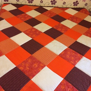 patchwork takaró sárga, narancs-barna- bézs - otthon & életmód - lakástextil - ágytakaró - Meska.hu