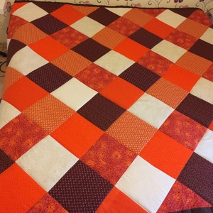 patchwork takaró sárga, narancs-barna- bézs - otthon & életmód - lakástextil - ágytakaró - Meska.hu