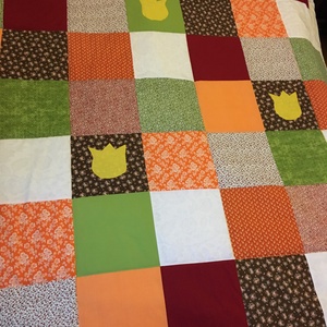 patchwork takaró, tulipánnal - otthon & lakás - lakástextil - Meska.hu