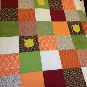 patchwork takaró, tulipánnal - otthon & életmód - lakástextil - felnőtt takaró, pléd - Meska.hu