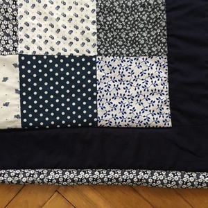 patchwork takaró,kék virágos, pöttyös, szivecskés - Meska.hu