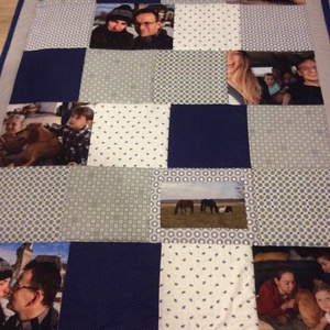 Fényképes  patchwork takaró kék, szürke, fehér, falvédő - otthon & életmód - lakástextil - falvédő - Meska.hu