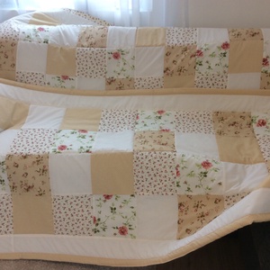 Patchwork falvédő +takaró+2db párnahuzat bézs , Otthon & Életmód, Lakástextil, Falvédő, Patchwork, foltvarrás, MESKA