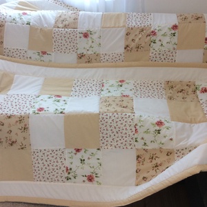 Patchwork falvédő +takaró+2db párnahuzat bézs  - otthon & életmód - lakástextil - falvédő - Meska.hu
