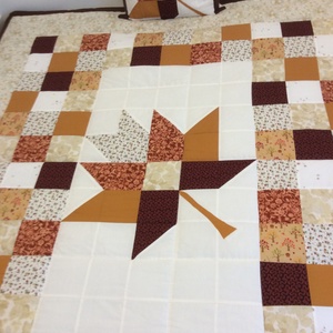 Patchwork takaró falevéllel a közepén - otthon & életmód - lakástextil - felnőtt takaró, pléd - Meska.hu
