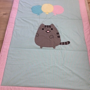 Pusheen cat patchwork ,falvédő, takaró - otthon & életmód - babaszoba, gyerekszoba - babatakaró, gyerek pléd - Meska.hu