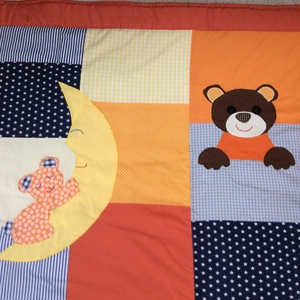 Patchwork retro macis takaró, falvédőnek is megfelel - otthon & életmód - babaszoba, gyerekszoba - babatakaró, gyerek pléd - Meska.hu