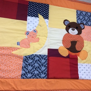 Patchwork retro macis takaró, falvédőnek is megfelel - otthon & életmód - babaszoba, gyerekszoba - babatakaró, gyerek pléd - Meska.hu