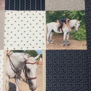 Fényképes  patchwork takaró lovas kék, szürke, fehér, falvédő - otthon & lakás - babaszoba, gyerekszoba - falvédő gyerekszobába - Meska.hu