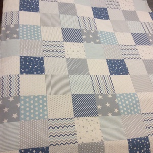 Crazy patchwork mintáju takaró kék, szürke, fehér, falvédő - otthon & életmód - lakástextil - Meska.hu