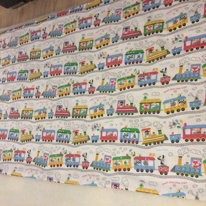 Patchwork falvédő vonatos - otthon & életmód - babaszoba, gyerekszoba - falvédő gyerekszobába - Meska.hu