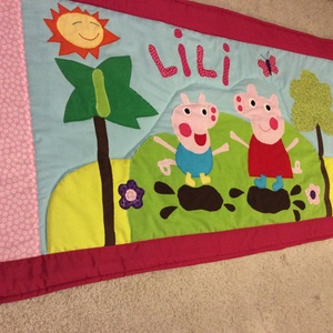 Patchwork falvédő, takarő Peppa malac - otthon & lakás - babaszoba, gyerekszoba - falvédő gyerekszobába - Meska.hu