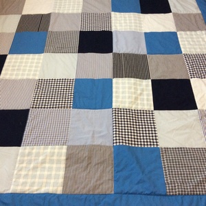 Kék patchwork takaró apró kockákból  - otthon & életmód - lakástextil - felnőtt takaró, pléd - Meska.hu