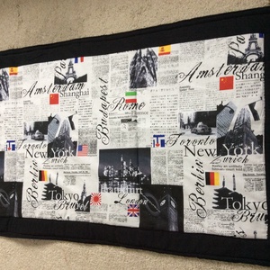 Feliratos patchwork falvédő takaró Nagy városok -  - Meska.hu