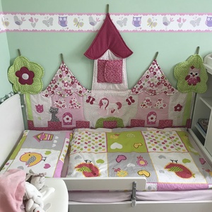 Palotás patchwork falvédő  - otthon & életmód - babaszoba, gyerekszoba - falvédő gyerekszobába - Meska.hu