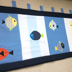 Halacskás patchwork takaró, falvédő a nagy horgászoknak, Otthon & Életmód, Babatakaró, gyerek pléd, Babaszoba, gyerekszoba, Patchwork, foltvarrás, MESKA