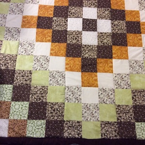 Bézs-zöld patchwork takaró francia ágyra - otthon & életmód - lakástextil - ágytakaró - Meska.hu