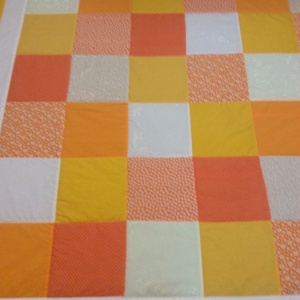 Cicás patchwork falvédő zsebekkel narancs és citromsárga  - otthon & lakás - babaszoba, gyerekszoba - falvédő gyerekszobába - Meska.hu