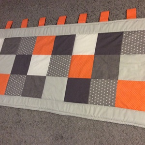 Patchwork falvédő, takaró narancs-szürke-bézs - otthon & életmód - lakástextil - falvédő - Meska.hu
