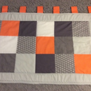 Patchwork falvédő, takaró narancs-szürke-bézs - otthon & életmód - lakástextil - falvédő - Meska.hu
