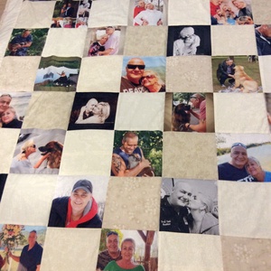 Fényképes patchwork takaró, bézs - otthon & életmód - lakástextil - ágytakaró - Meska.hu