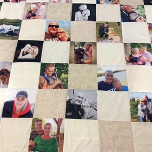 Fényképes patchwork takaró, bézs - otthon & életmód - lakástextil - ágytakaró - Meska.hu