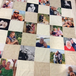 Fényképes patchwork takaró, bézs - otthon & életmód - lakástextil - ágytakaró - Meska.hu