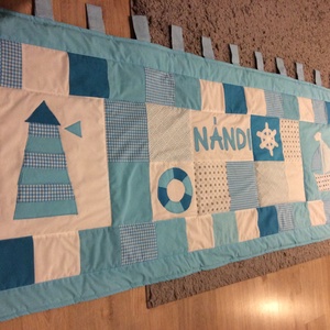 patchwork türkiz tengerész falvédő - otthon & életmód - lakástextil - párna & párnahuzat - Meska.hu