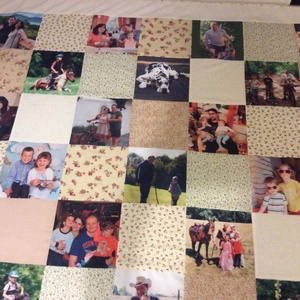 Fényképes patchwork takaró, bézs, virágmintás - otthon & életmód - lakástextil - ágytakaró - Meska.hu