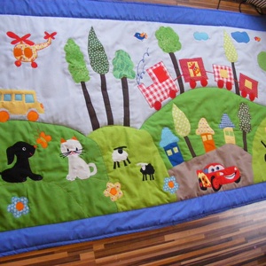 patchwork falvédő,takaró, vidéki hangulat, Otthon & Életmód, Babaszoba, gyerekszoba, Falvédő gyerekszobába, Varrás, Patchwork, foltvarrás, MESKA