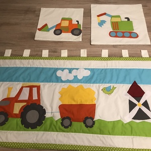 patchwork takaró, falvédő traktorral, Otthon & Életmód, Babaszoba, gyerekszoba, Falvédő gyerekszobába, Patchwork, foltvarrás, MESKA