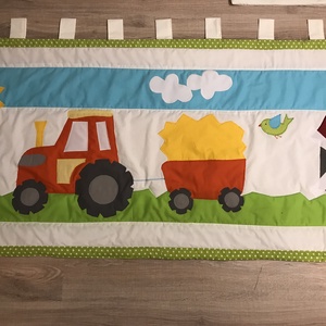 patchwork takaró, falvédő traktorral - otthon & életmód - babaszoba, gyerekszoba - falvédő gyerekszobába - Meska.hu