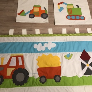 patchwork takaró, falvédő traktorral - otthon & életmód - babaszoba, gyerekszoba - falvédő gyerekszobába - Meska.hu
