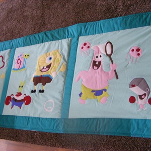 patchwork takaró, falvédő  Spongya Bob és barátai - otthon & életmód - babaszoba, gyerekszoba - falvédő gyerekszobába - Meska.hu