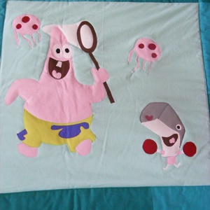 patchwork takaró, falvédő  Spongya Bob és barátai - otthon & életmód - babaszoba, gyerekszoba - falvédő gyerekszobába - Meska.hu