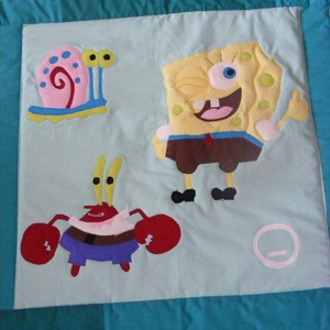 patchwork takaró, falvédő  Spongya Bob és barátai - otthon & életmód - babaszoba, gyerekszoba - falvédő gyerekszobába - Meska.hu