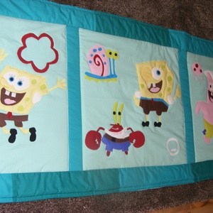 patchwork takaró, falvédő  Spongya Bob és barátai - otthon & életmód - babaszoba, gyerekszoba - falvédő gyerekszobába - Meska.hu