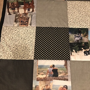 Fényképes  patchwork takaró fekete-szürke, fehér, falvédő - otthon & életmód - lakástextil - falvédő - Meska.hu