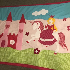 Palotás patchwork falvédő v. takaró unikornis, hercegnő - otthon & életmód - babaszoba, gyerekszoba - falvédő gyerekszobába - Meska.hu