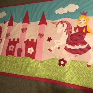 Palotás patchwork falvédő v. takaró unikornis, hercegnő - otthon & életmód - babaszoba, gyerekszoba - falvédő gyerekszobába - Meska.hu