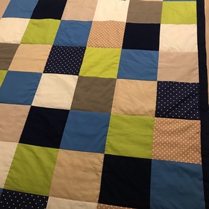 Kék-zöld-bézs patchwork falvédő v. takaró, Otthon & Életmód, Lakástextil, Falvédő, Varrás, Patchwork, foltvarrás, MESKA