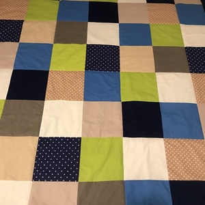Kék-zöld-bézs patchwork falvédő v. takaró - otthon & életmód - lakástextil - falvédő - Meska.hu