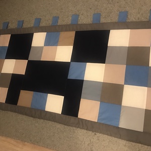 Minecraft Creeper patchwork falvédő, takaró  kék-szürke - otthon & életmód - babaszoba, gyerekszoba - falvédő gyerekszobába - Meska.hu