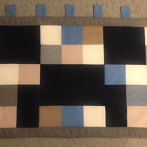 Minecraft Creeper patchwork falvédő, takaró  kék-szürke, Otthon & Lakás, Babaszoba, gyerekszoba, Falvédő gyerekszobába, Varrás, Patchwork, foltvarrás, Meska