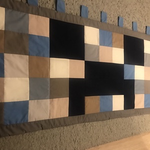 Minecraft Creeper patchwork falvédő, takaró  kék-szürke - otthon & életmód - babaszoba, gyerekszoba - falvédő gyerekszobába - Meska.hu