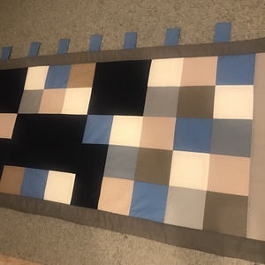 Minecraft Creeper patchwork falvédő, takaró  kék-szürke - otthon & életmód - babaszoba, gyerekszoba - falvédő gyerekszobába - Meska.hu