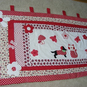 Patchwork takaró, piros-pöttyös, falvédőnek is megfelel, cica-tacskó - otthon & életmód - Meska.hu