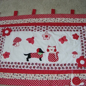 Patchwork takaró, piros-pöttyös, falvédőnek is megfelel, cica-tacskó - Meska.hu